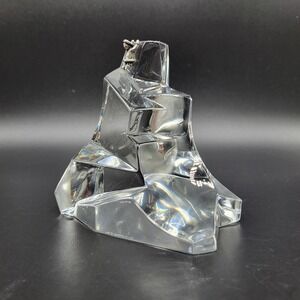 Franklin Mint Iceberg Crystal Paperweight Pewter Inuit Figure 1990 Germany Clear